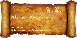 Máyer Miklós névjegykártya